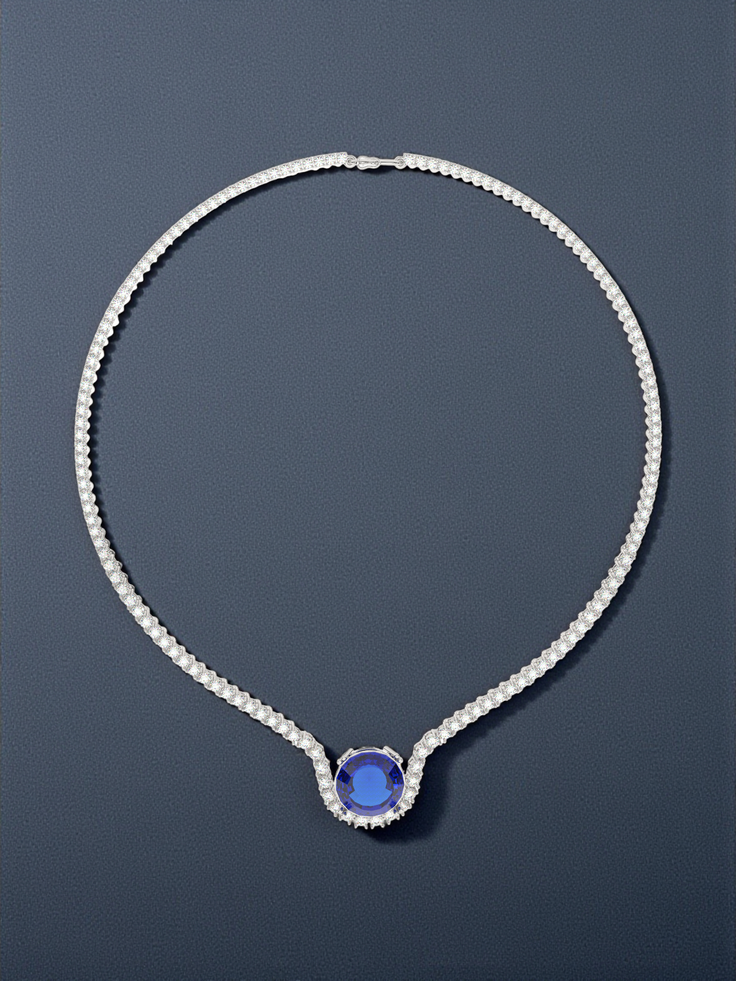 Sapphire Pendant Tennis Necklace