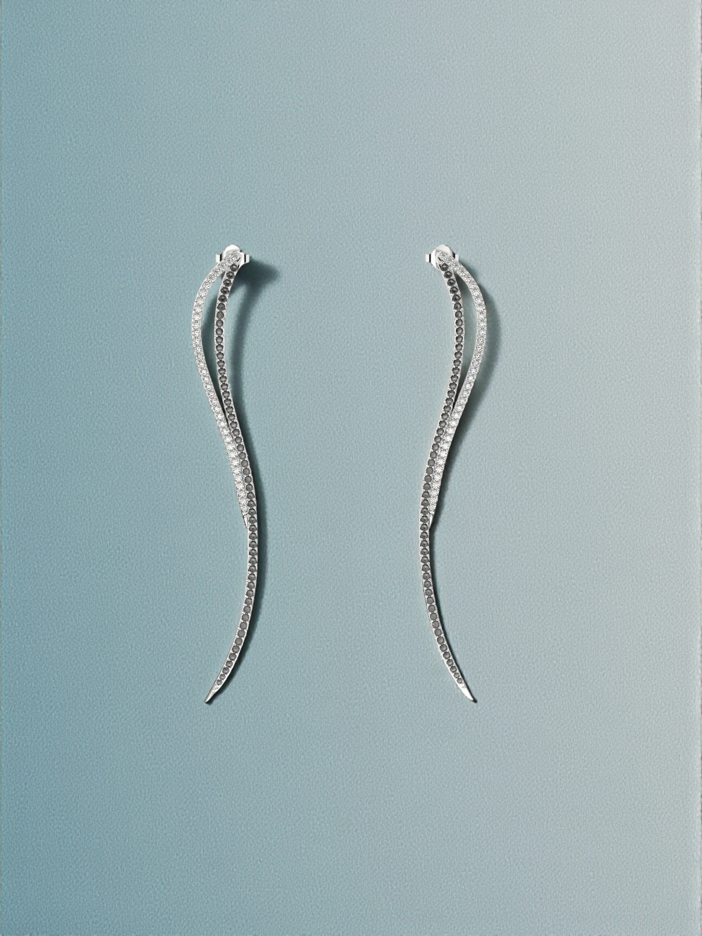 Diamond Curve Drop Earrings