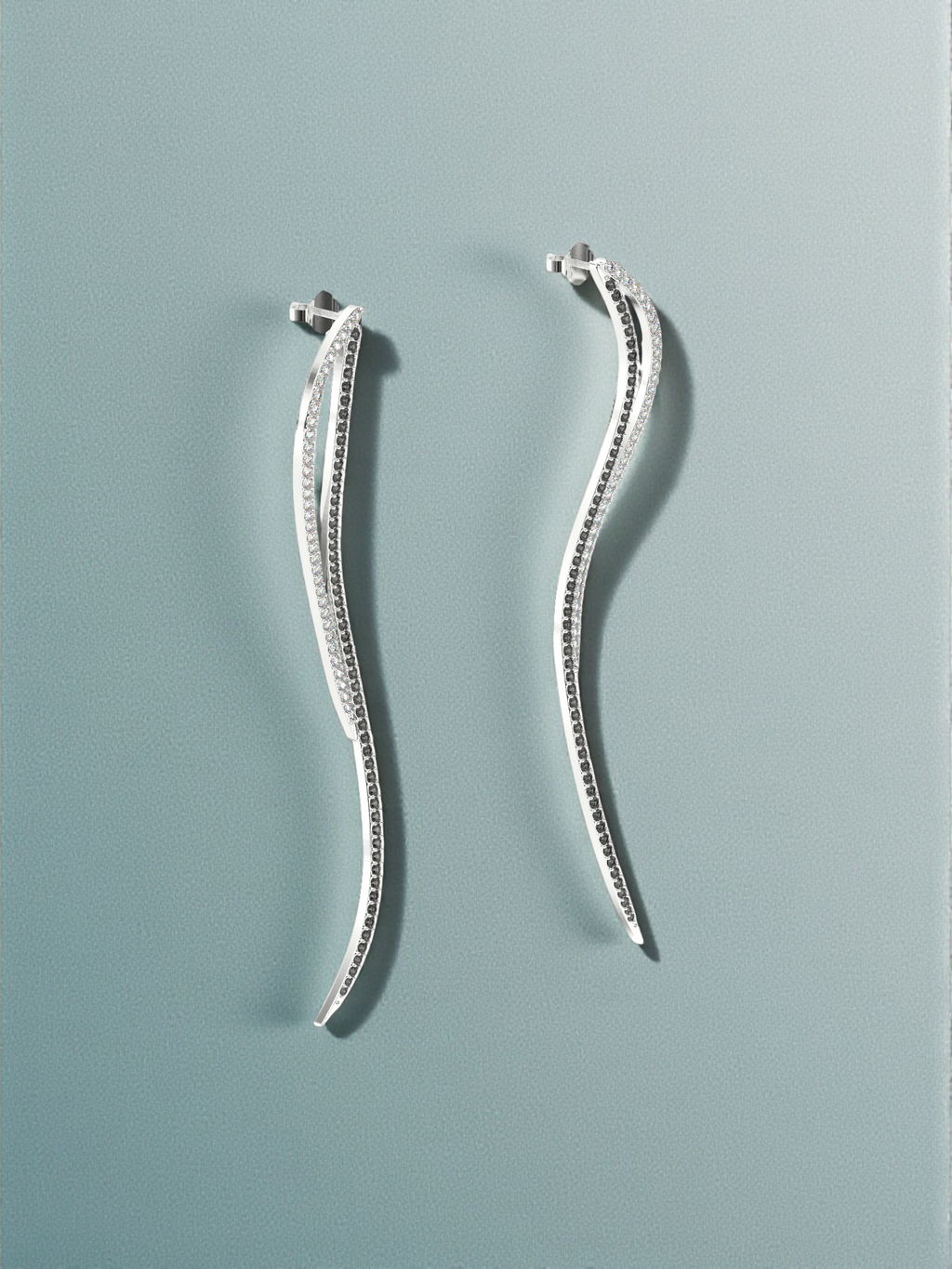 Diamond Curve Drop Earrings