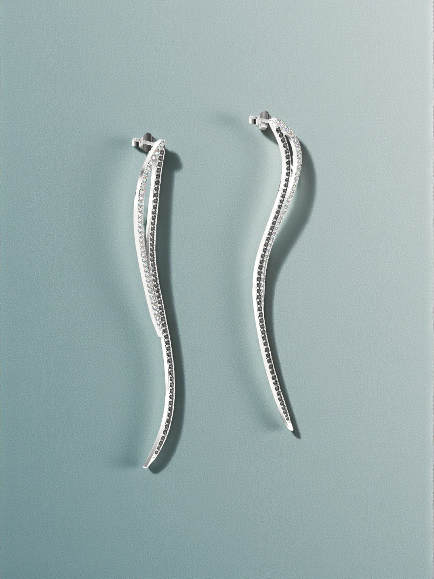 Diamond Curve Drop Earrings