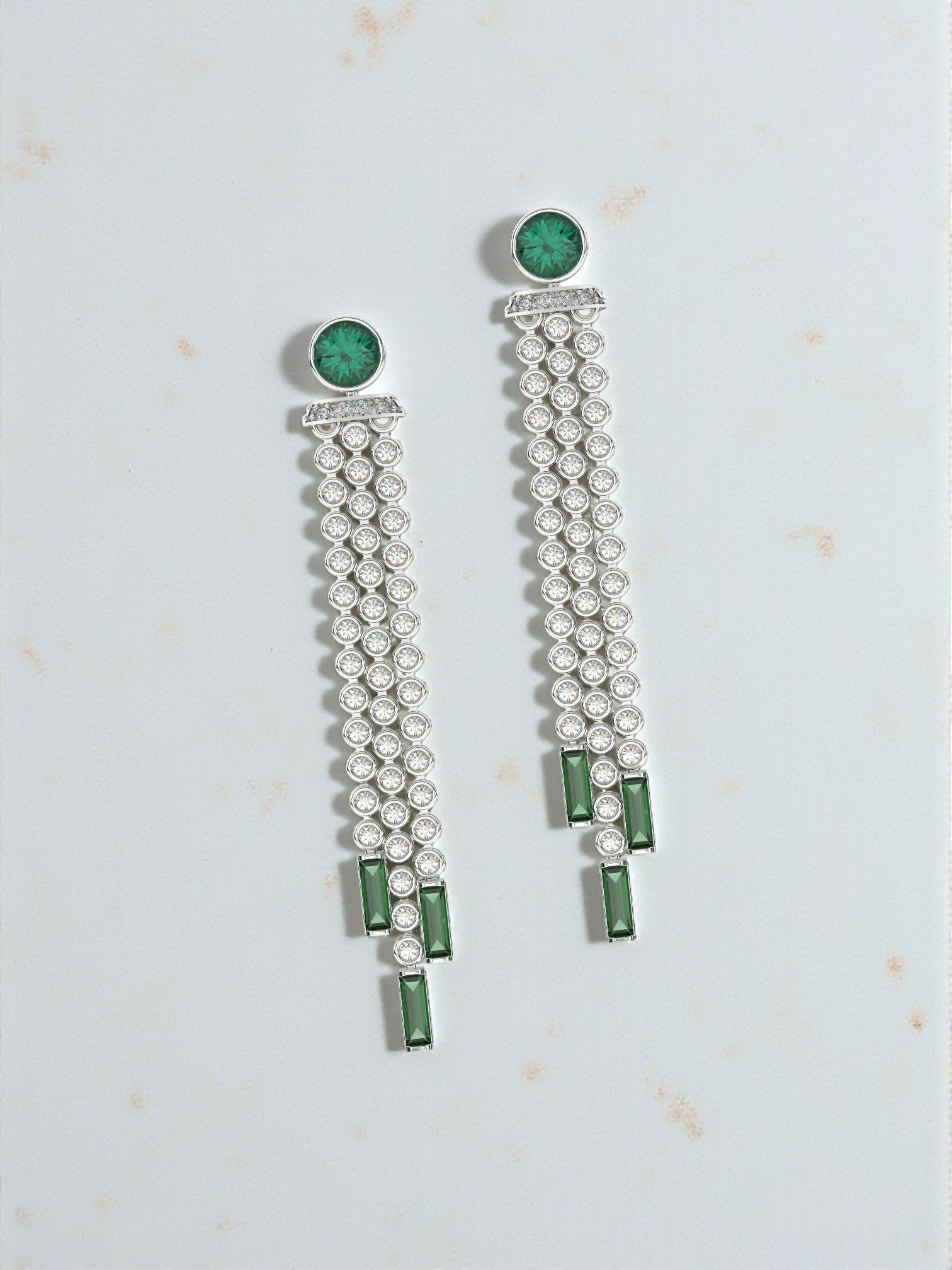 Emerald Diamond Dangle Earrings