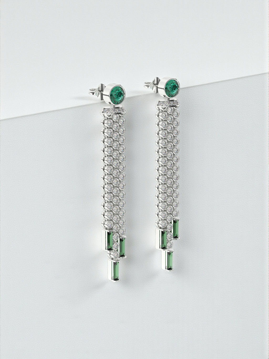 Emerald Diamond Dangle Earrings