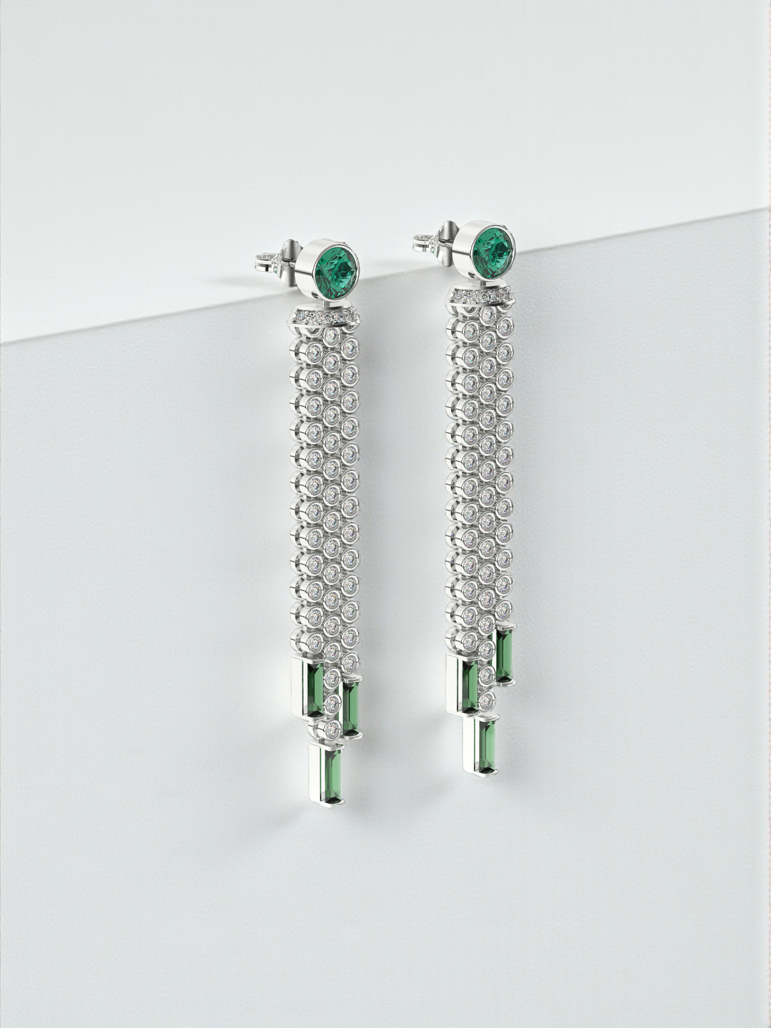 Emerald Diamond Dangle Earrings