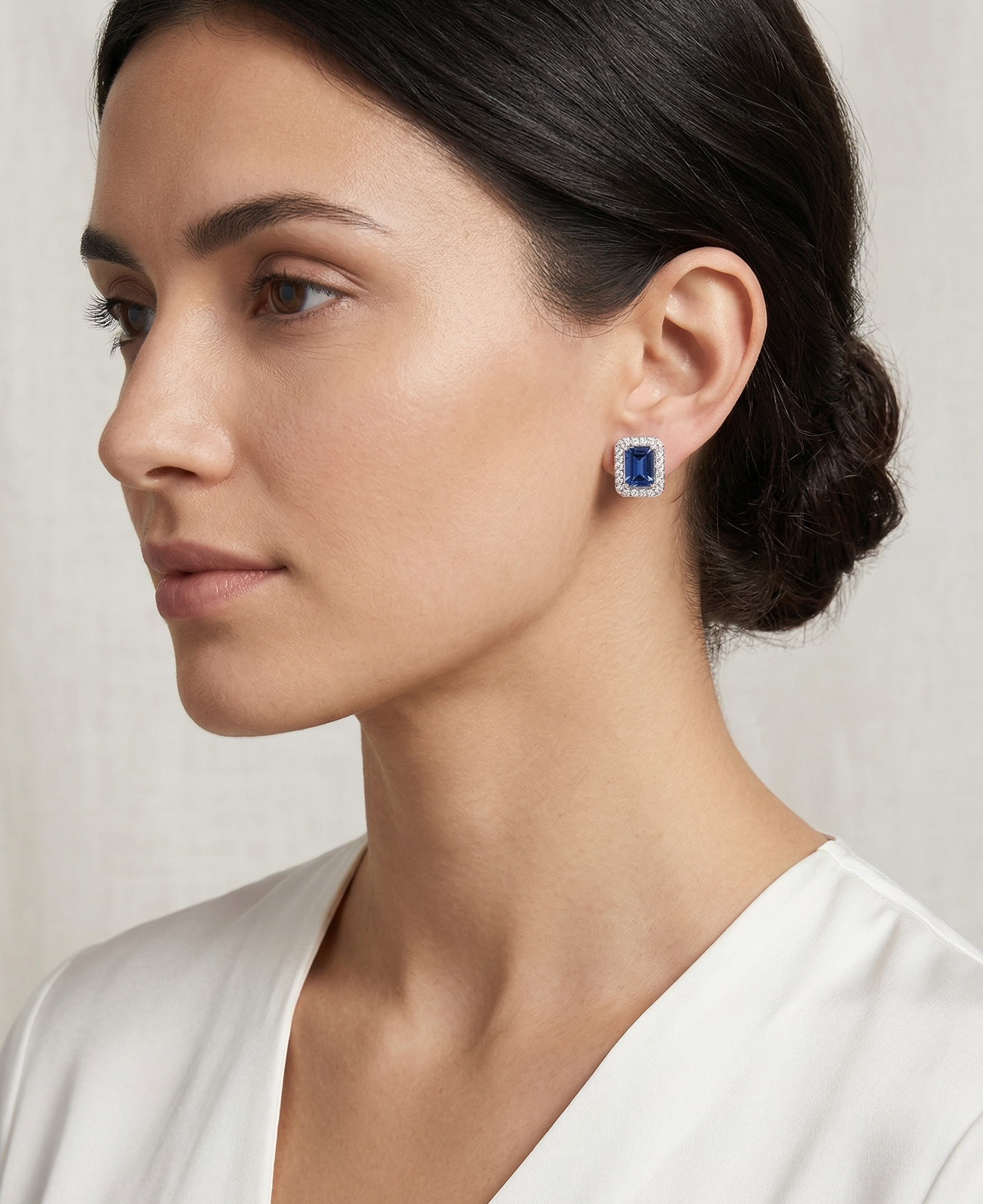 Sapphire Diamond Halo Stud Earrings