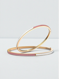 White Enamel Pink Stone Bangle