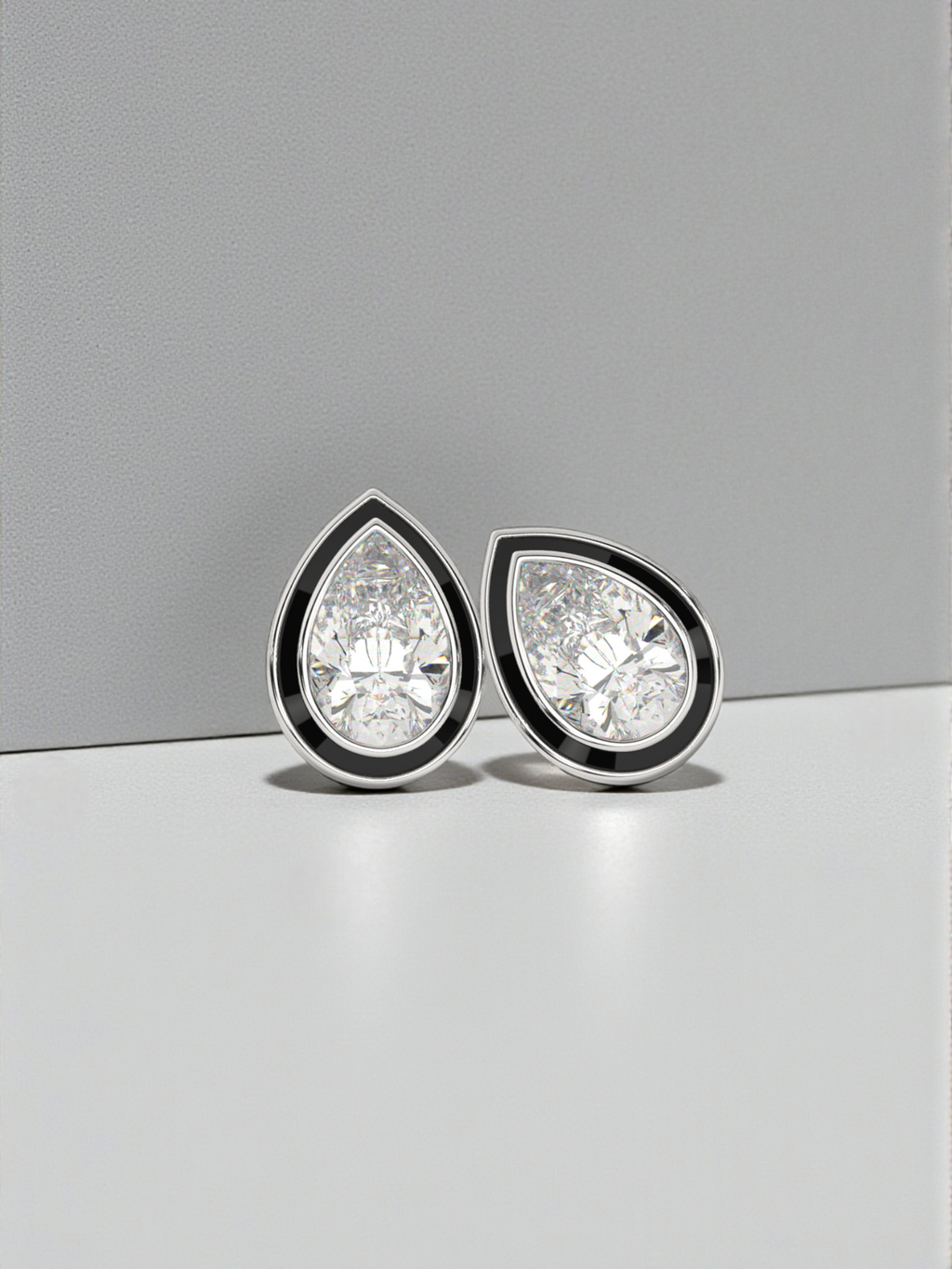 Pear Enamel Solitaire Studs
