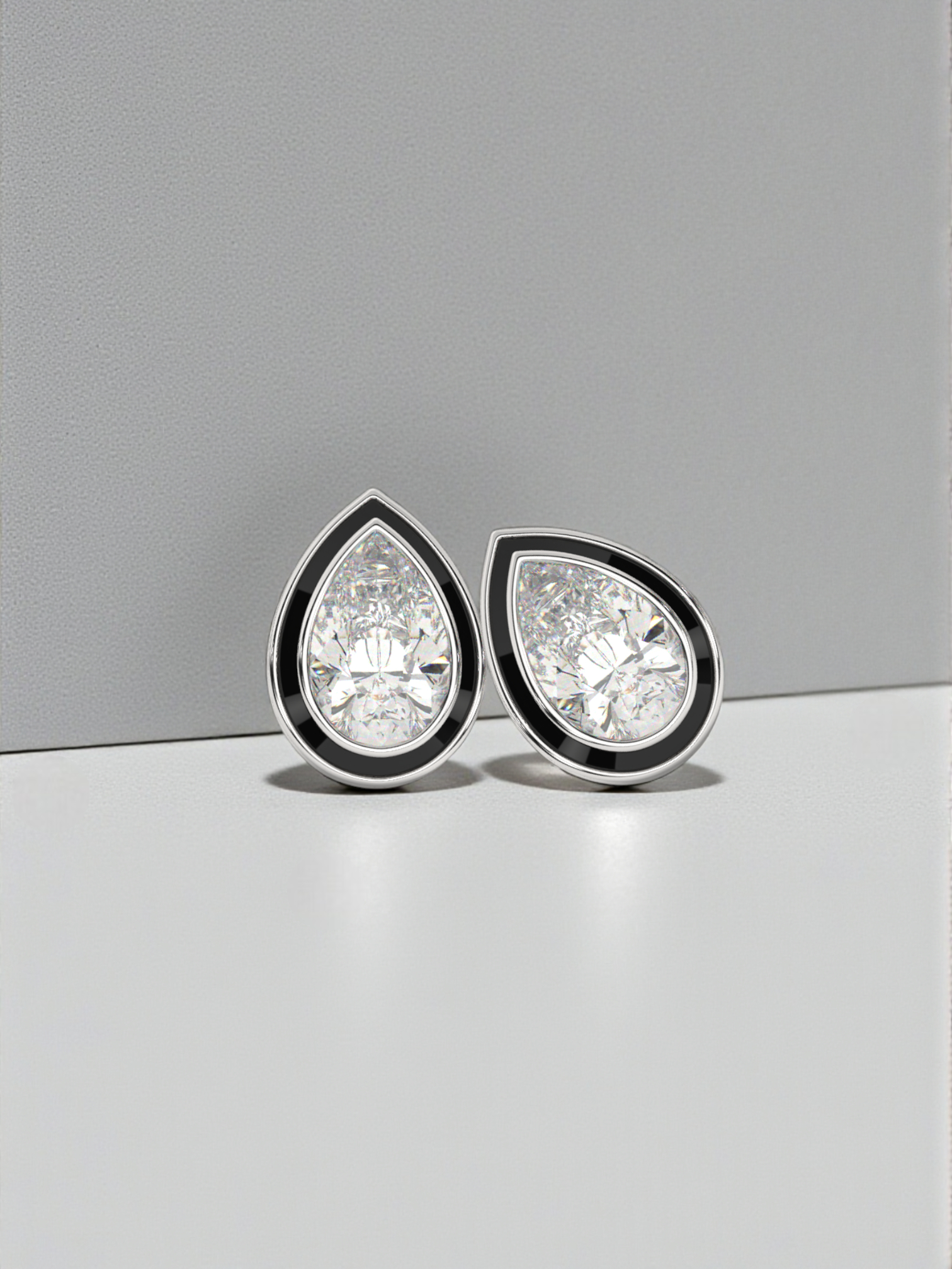 Pear Enamel Solitaire Studs