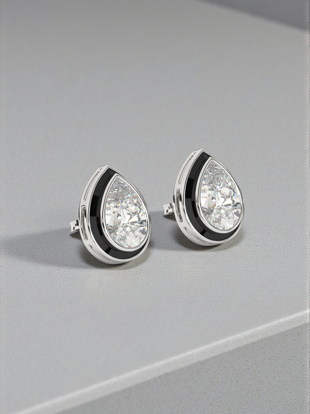 Pear Enamel Solitaire Studs