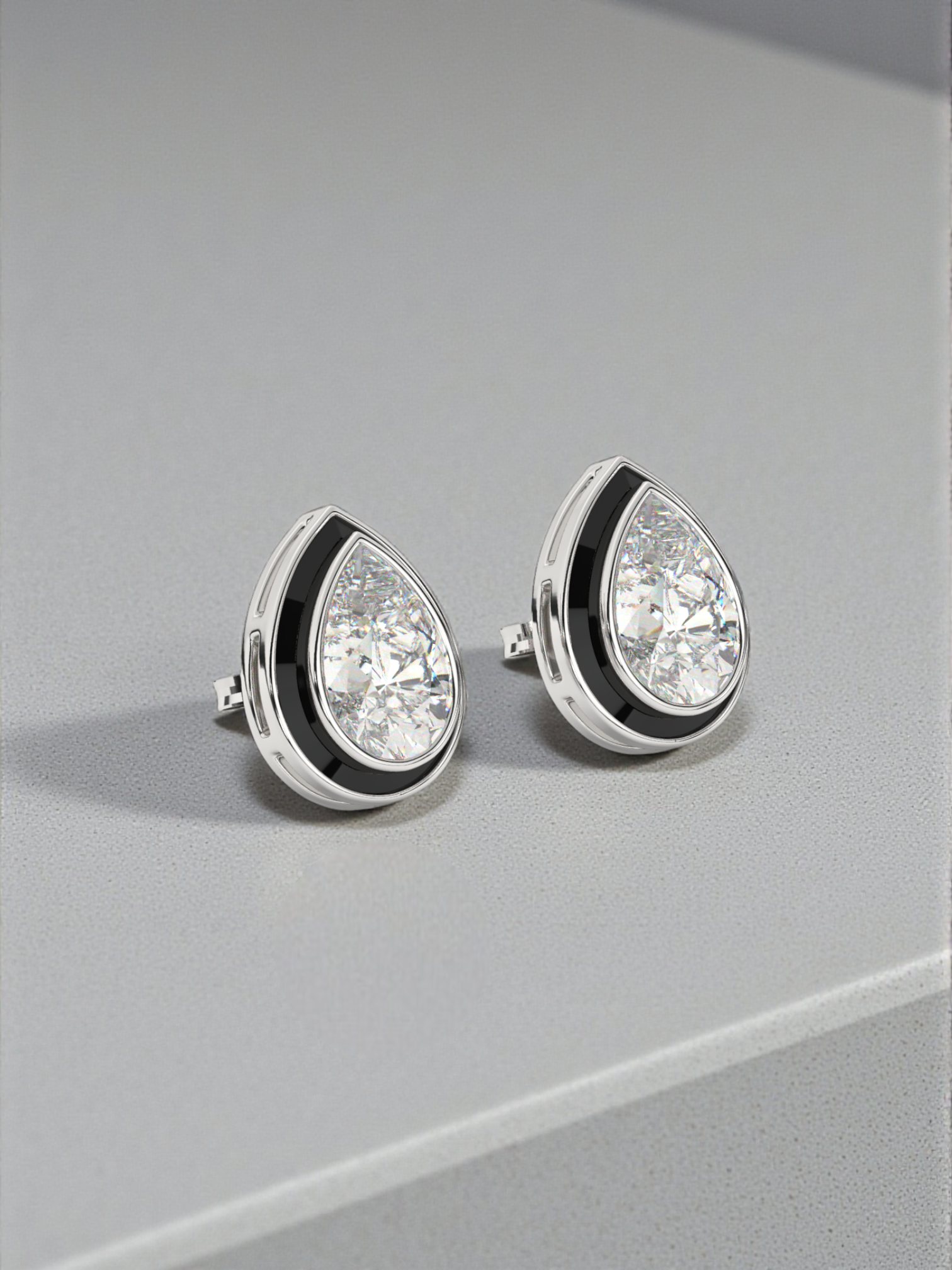 Pear Enamel Solitaire Studs
