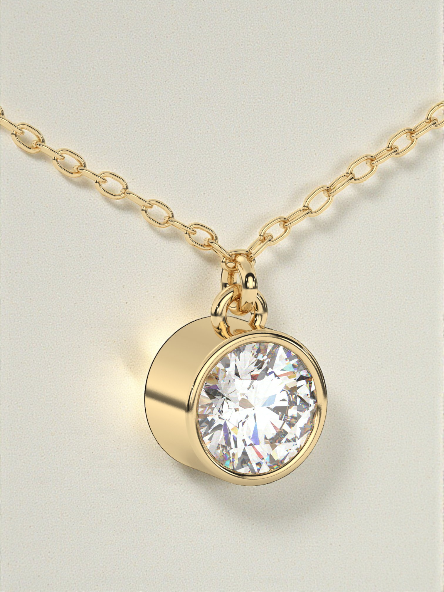 Round Solitaire Luxe Pendant with Chain
