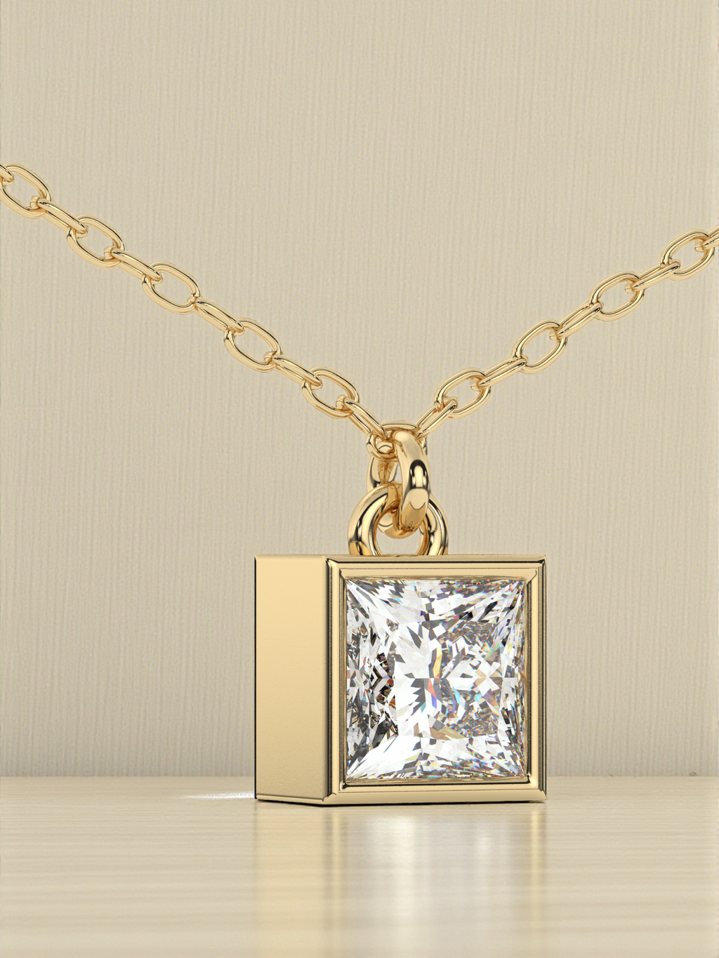 Princess Solitaire Luxe Pendant with Chain
