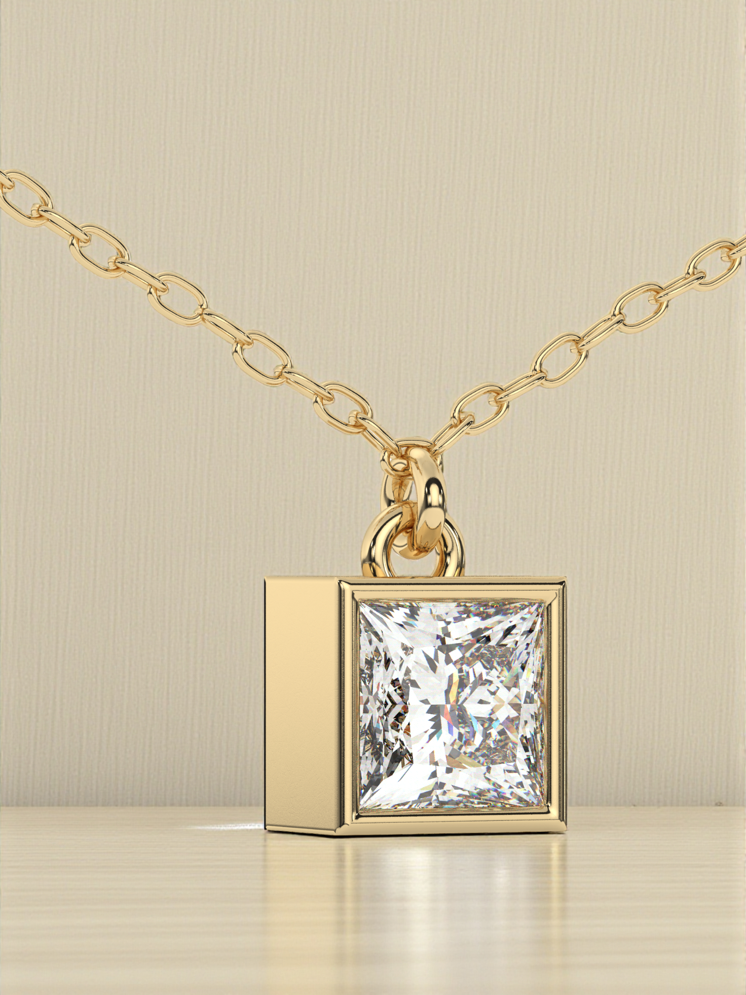 Princess Solitaire Luxe Pendant with Chain